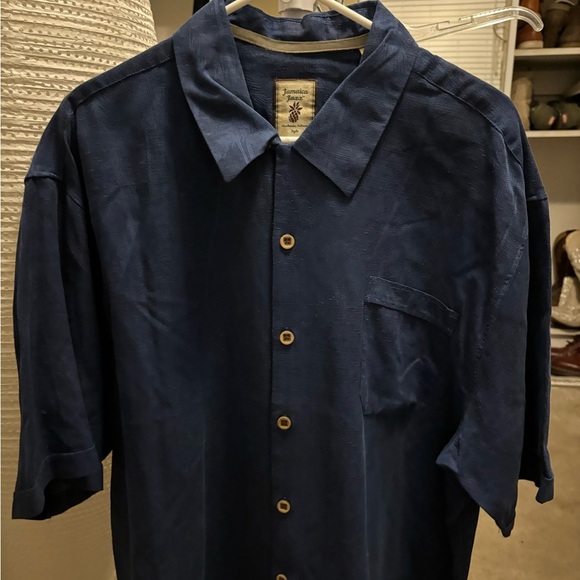 Blue Jamaica Jaxx Men’s Casual Button Down Shortsleeve Shirt Collared XL100%SILK - Picture 2 of 13